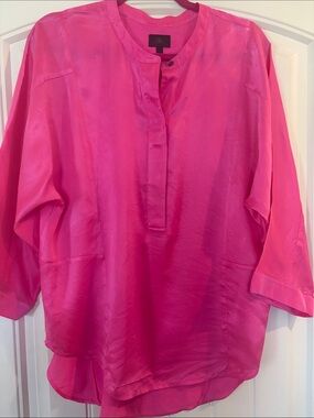 Banana Republic Hot Pink Silk-Like Blouse